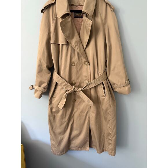 Vintage Chaps Ralph Lauren Men’s 44R Trench Coat Classic Khaki Wool Liner - Picture 1 of 10